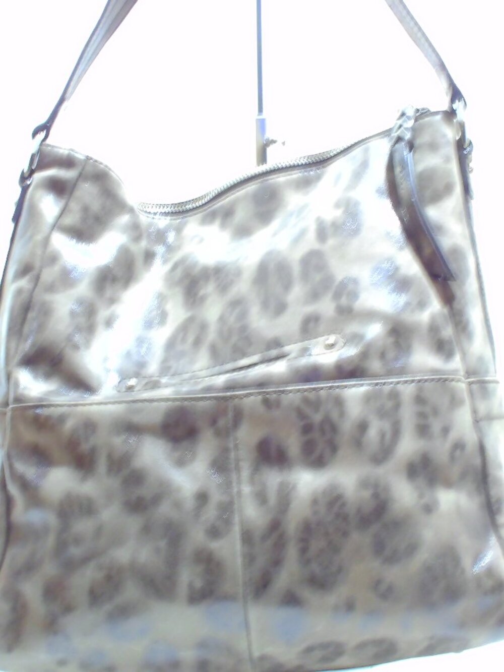 B. Markowsky, Tan Leather with Leopard Print on Leather, Silver Hardware - Picture 6 of 6